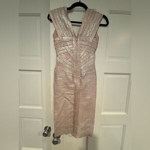 Sivalia Couture Shimmer Bandage Dress in Gold and Silver
